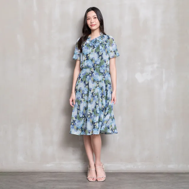 【perng yuh 芃諭名品】盛夏花敘 印花 亮澤 雪紡洋裝(2026 SS Collection｜5A春夏新品上市)