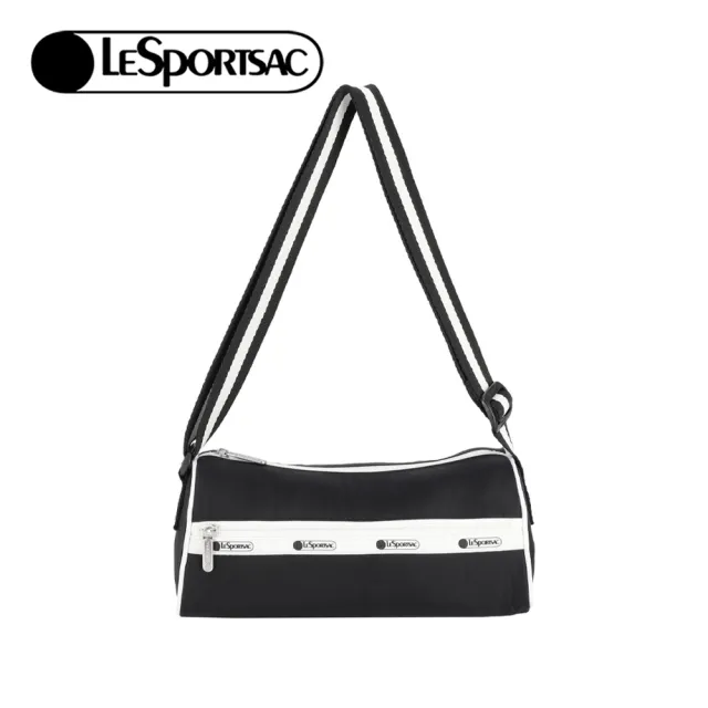 【Lesportsac】2026夏季新品 E/W Square Box Shoulder 方型筒狀斜背包(2050) 滾邊夜幕黑