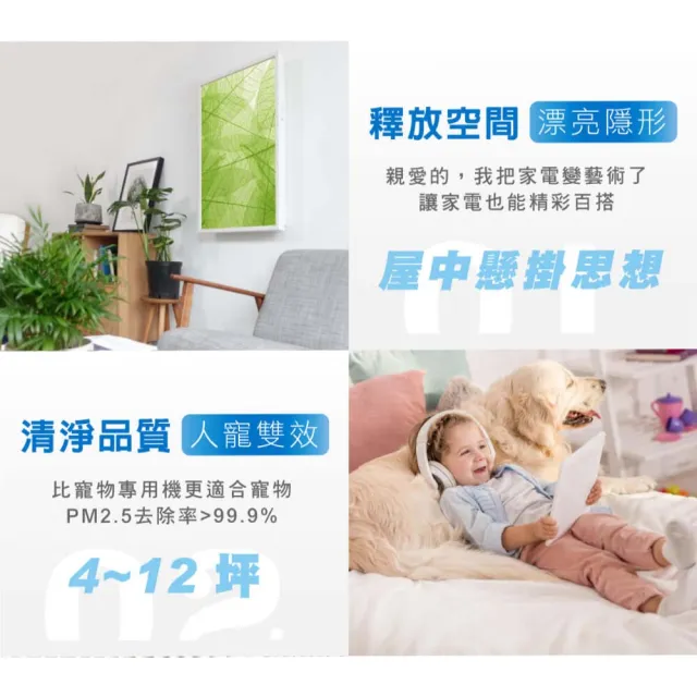 【Sauberair 薩柏】FLAT-LITE 薄・睞系列｜壁掛式空氣清淨機(8坪★經濟型手動版★一級節能)