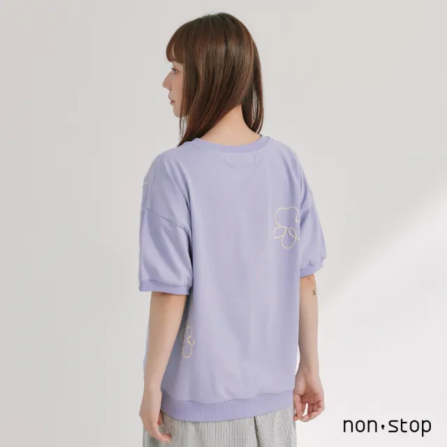 【non-stop】漫花留白花朵刺繡T恤-2色