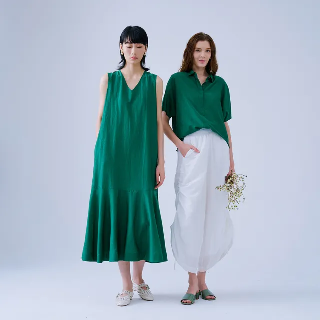 【giordano ladies】26SS 蠶絲混紡荷葉背心洋裝(02466022)