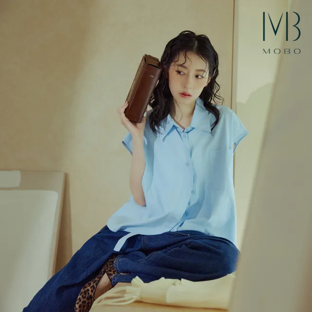 【MO-BO】不對稱設計感抽繩襯衫