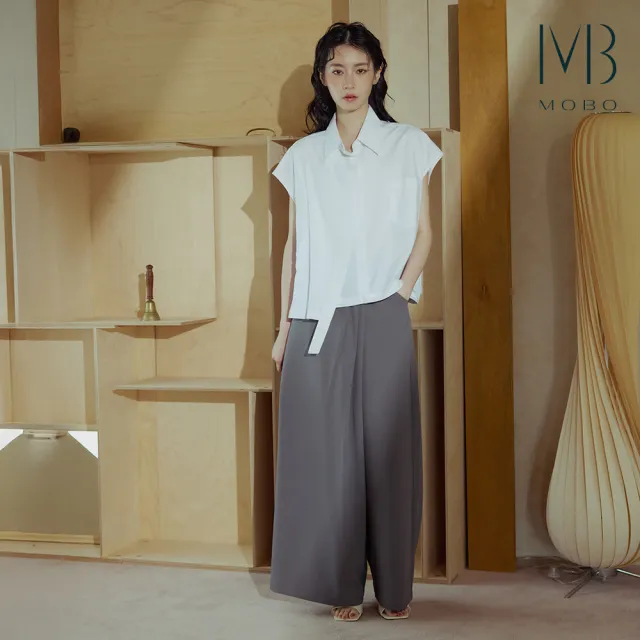 【MO-BO】不對稱設計感抽繩襯衫