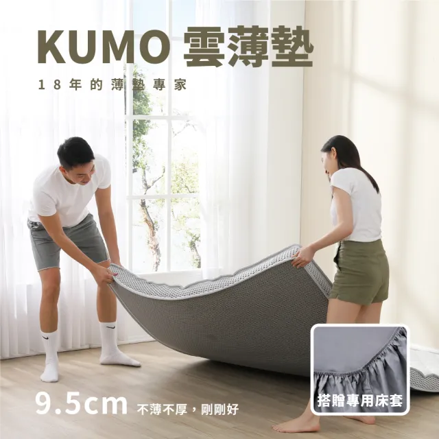 【Darphia 朵法亞】台灣製單人薄型獨立筒床墊3.5x6.2尺x9.5cm-KUMO雲薄墊