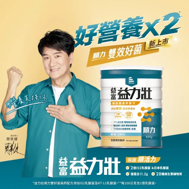 【益富】益力壯給力乳清蛋白+順力雙好菌高鈣配方 送武德宮 聯名易富手機座(成人營養品、100%乳清蛋白)