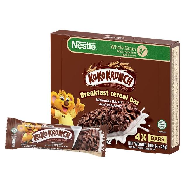 【Nestle 雀巢】可可脆片穀物棒25g x4入/盒