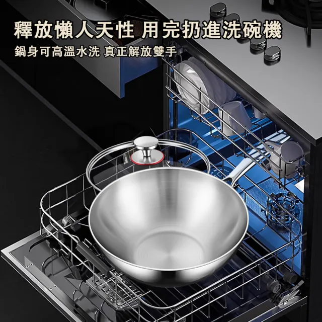 【HUIJIAYIGOU 惠家易購】316不鏽鋼炒鍋 加厚七層鋼煎炒鍋 不粘鍋 無塗層無蓋 明火電磁爐通用 24cm炒菜鍋