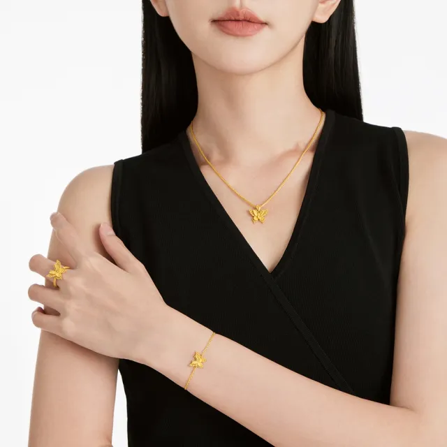 【周大福】網路限定款 金絲羽蝶 蝴蝶黃金吊墜_計價黃金(不含鍊)