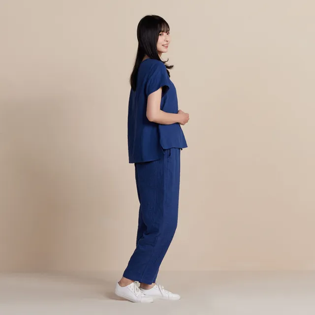 【YVONNE 以旺傢飾】雙層紗長褲-深藍