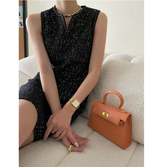 【巴黎精品】極速出貨 洋裝連身短裙(無袖小香風亮片背心裙女裙子2色a1fz32 2G)