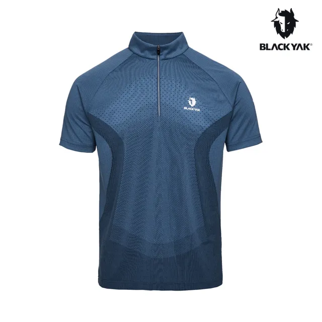 【BLACKYAK】男 JACQUARD吸排短袖半開襟[二色]戶外 登山 彈性 透氣 吸濕快乾 圖騰印花｜FB1MC803