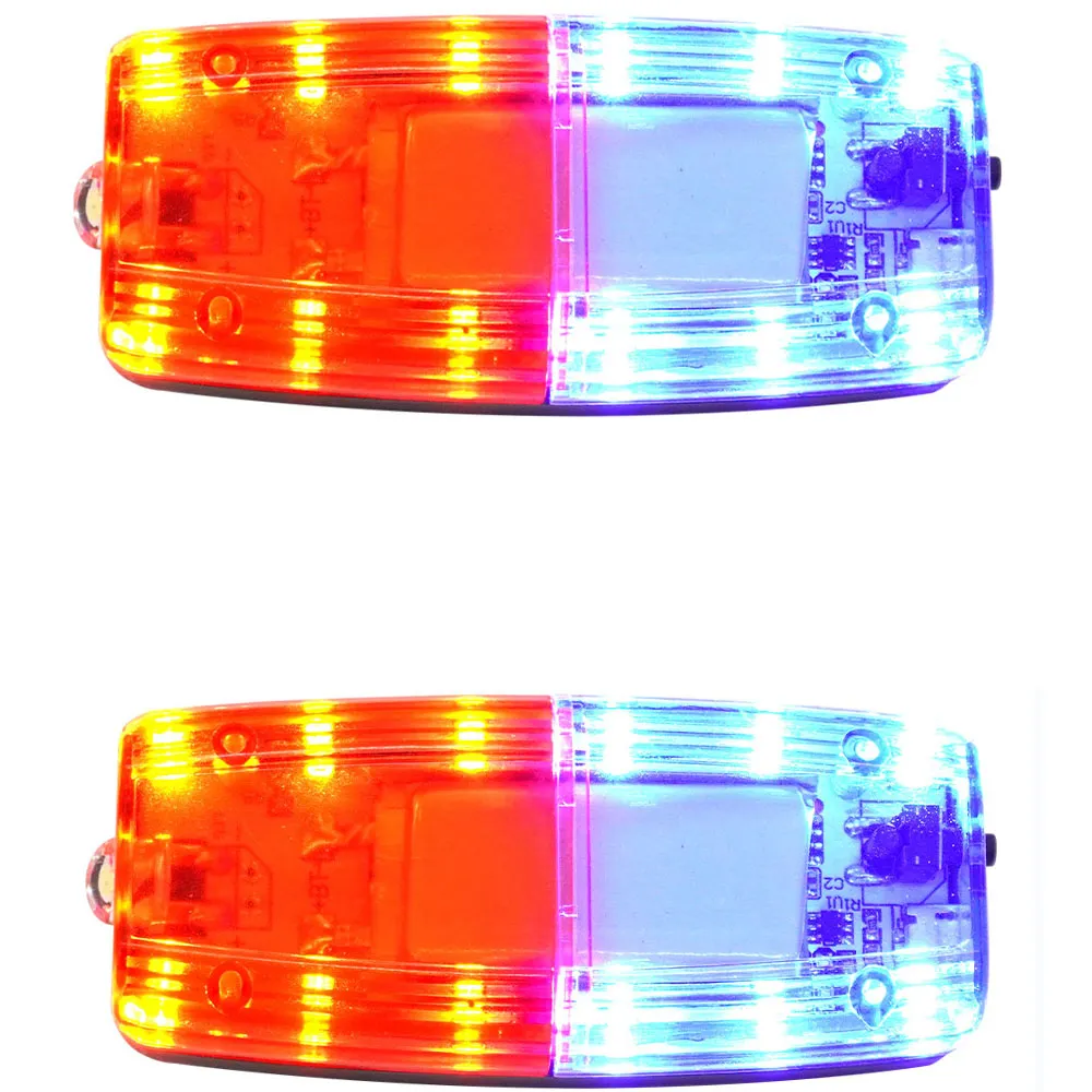 【SMILE】防撞警示燈 紅藍爆閃燈 充電 腳踏車燈 警用肩燈 165-FRBL3(LED肩燈 牢固背夾 警示燈)