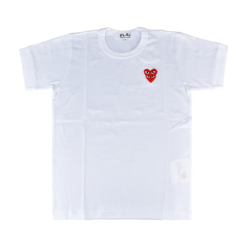 【川久保玲】COMME DES GARCONS PLAY川久保玲 刺繡LOGO小愛心設計短袖T恤(女款/白)