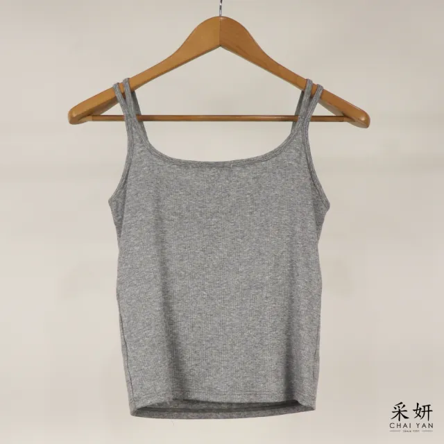 【CHAI YAN 采妍】雙細肩帶胸墊背心(春夏女裝/中大尺碼/內搭/小可愛/休閒)
