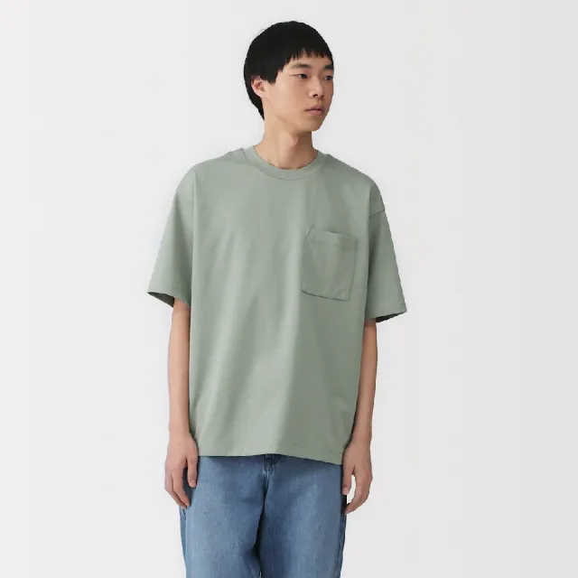 【MUJI 無印良品】男涼感寬版短袖T恤(白色/淺灰/灰白/黑色/淺藍/煙燻綠/深摩卡棕)