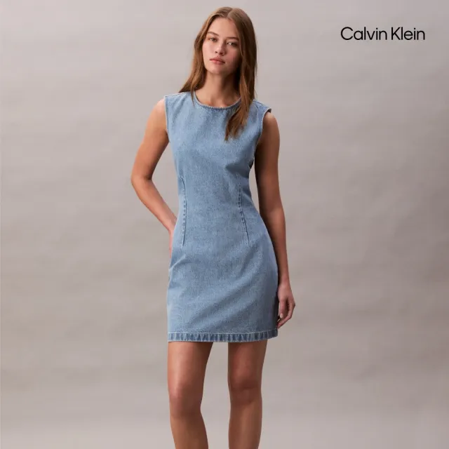 【CALVIN KLEIN】官方旗艦館CK Open Back Cap Sleeve Dress_藍色