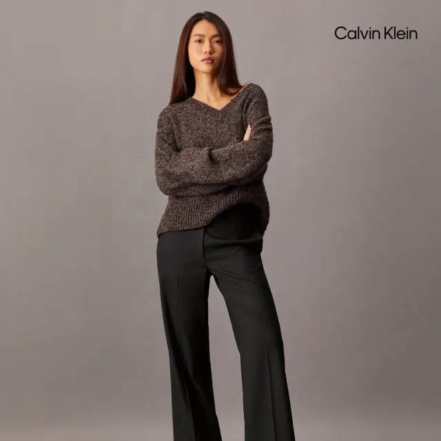 【CALVIN KLEIN】官方旗艦館CK 塗層華達呢喇叭長褲_黑色