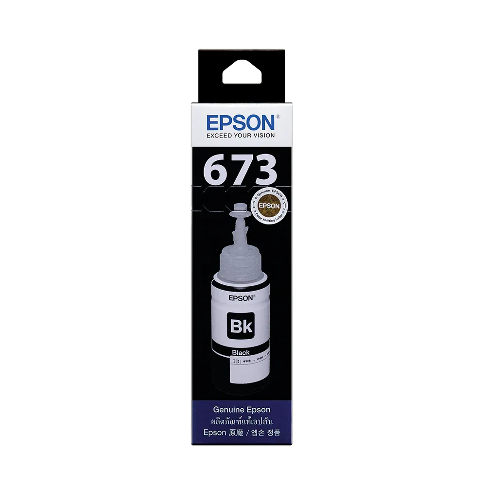 【EPSON】官方直營 673 原廠黑色墨水罐/墨水瓶 70ml(T673100)(L800/L1800/L805)
