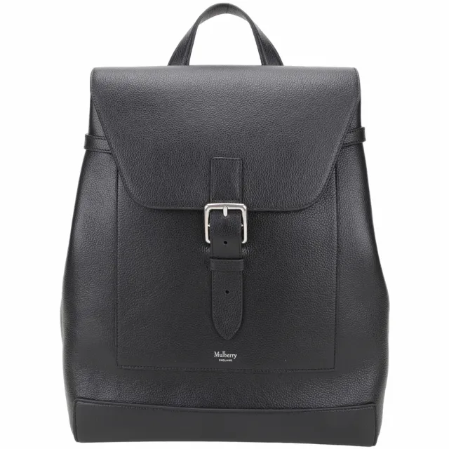 【MULBERRY】Chiltern 扣帶粒面牛皮後背包(黑色)