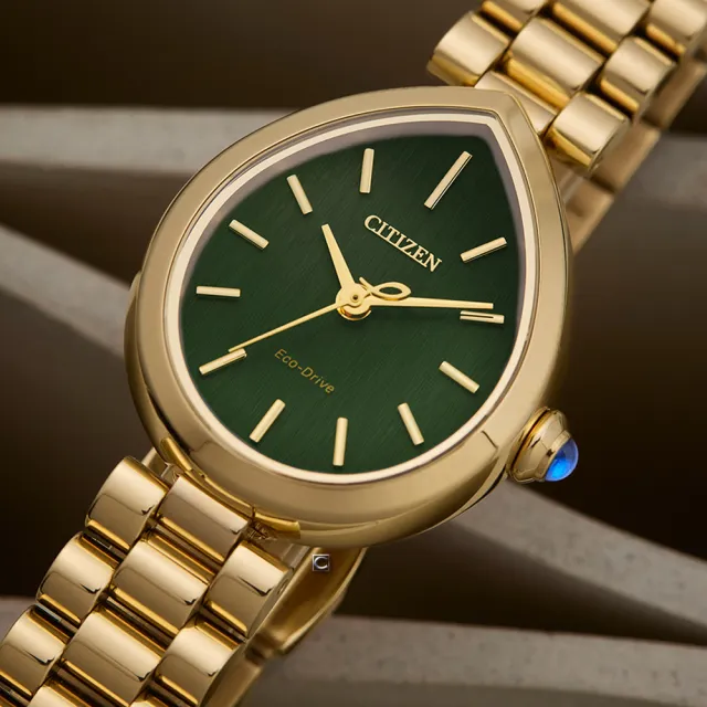 【CITIZEN 星辰】L Rainell 系列 光動能水滴型腕錶-綠色 EM1203-57X 中秋 送禮自用