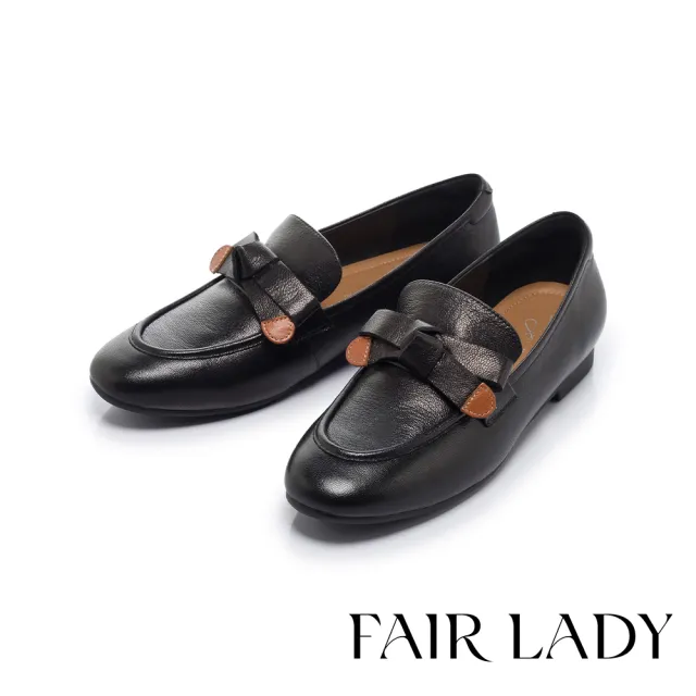 【FAIR LADY】小時光 甜美蝴蝶結奶奶風圓頭樂福鞋(黑/5B3156 女鞋)