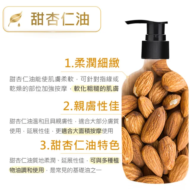 【ANDZEN】安得仁 甜杏仁油250ml-2入組-玻璃瓶裝(按摩油保濕油基礎油基底油)