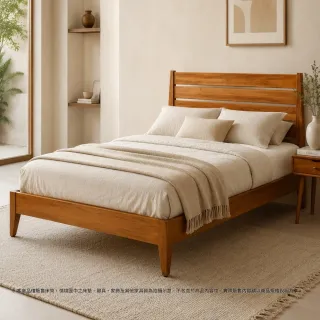 【Mahogany 瑪荷尼家具】免組裝 160X203X100   微風5尺床G1   全原木桃花心木 床架 M1-BB34-5M