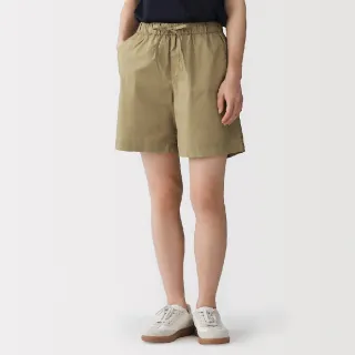 【MUJI 無印良品】女水洗平織布短褲(黑色/米色/卡其/煙燻粉/淺藍/暗藍)