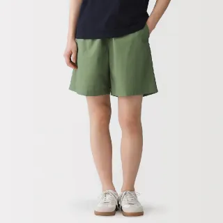 【MUJI 無印良品】女水洗平織布短褲(黑色/米色/卡其/煙燻粉/淺藍/暗藍)