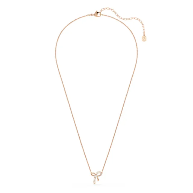 【SWAROVSKI 施華洛世奇】官方直營 Hyperbola 蝴蝶結鏈墜 鍍玫瑰金色 千金風天花板 法式浪漫 | 5753329