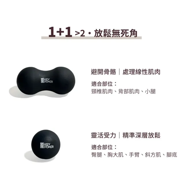 【KEY POWER 氣魄】台灣製 按摩球+花生球-雅黑色｜附厚網袋好收納｜筋膜球.放鬆肌肉.舒緩筋膜