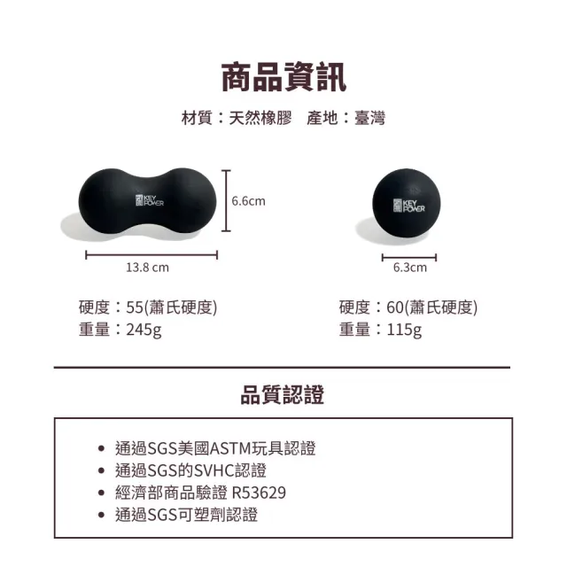 【KEY POWER 氣魄】台灣製 按摩球+花生球｜附厚網袋好收納(筋膜球.放鬆肌肉.舒緩筋膜)