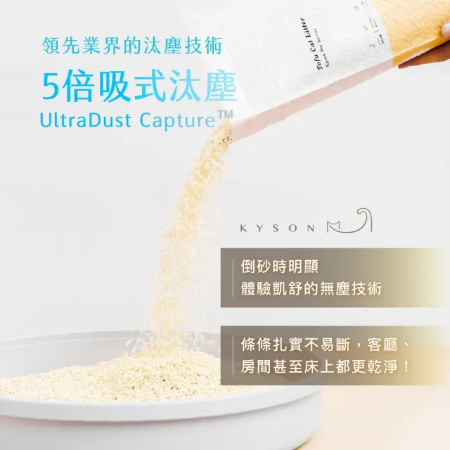 【Kysonpet 凱舒】1.5mm凱舒極凝抗粉豆腐砂2.6KG-買5送1組(貓砂)