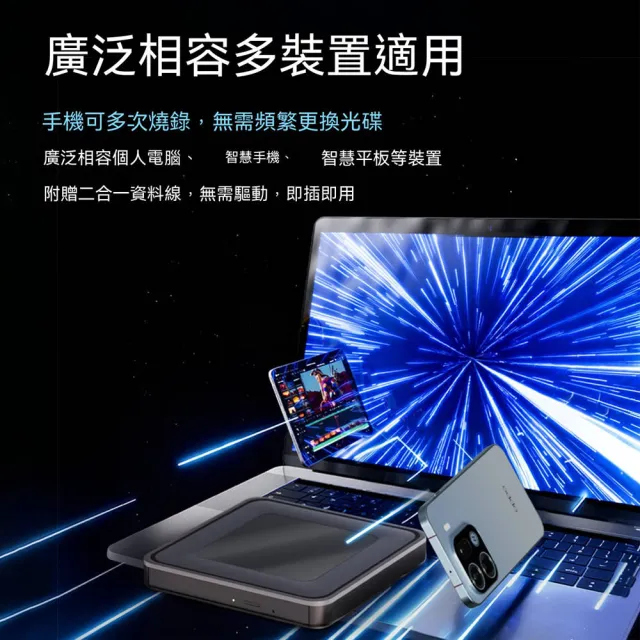 DVD/CD光碟機 DVD燒錄機 外置光驅 讀刻一體 免驅動隨插隨用 手機/平板/電腦