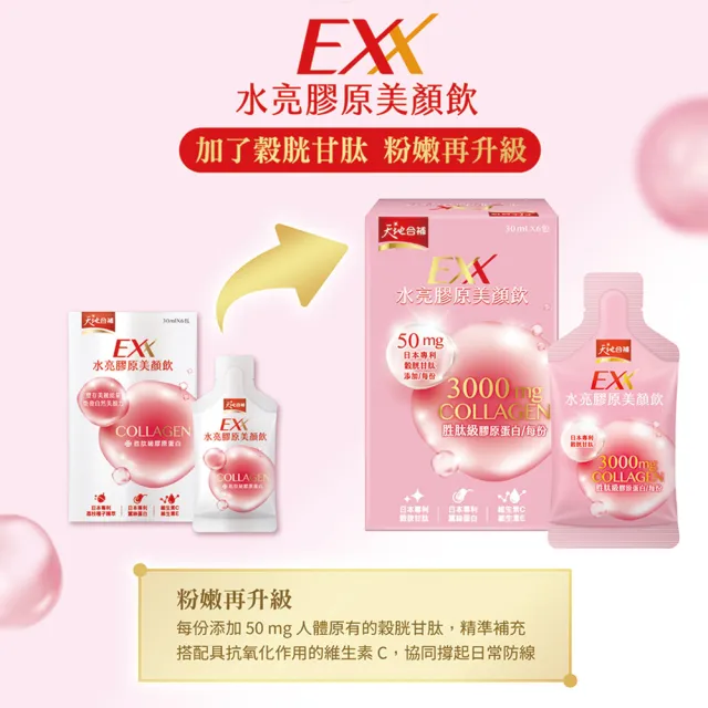 【天地合補】EXX 水亮膠原美顏飲 30mlx6入x2盒(共12入-膠原蛋白飲)