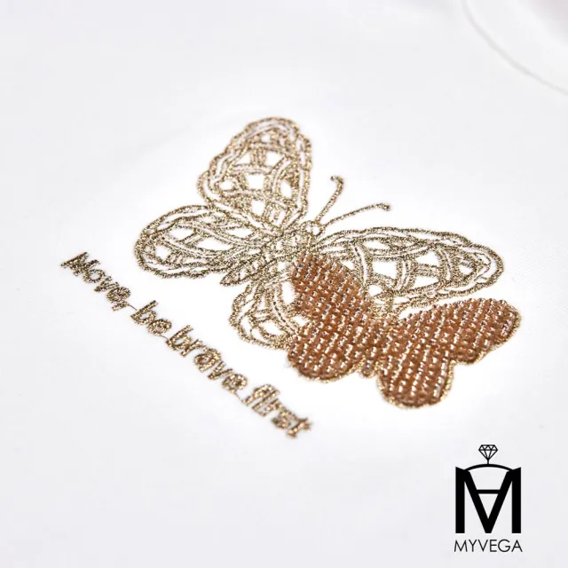【MYVEGA 麥雪爾】MA高含棉立體刺繡/蝴蝶貼花短版上衣-二款任選(日系/女上衣/涼感/短袖)