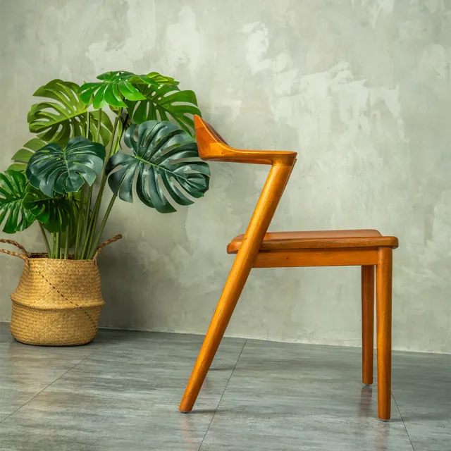 【Mahogany 瑪荷尼家具】免組裝 55X54X74 晨光波利扶手餐椅MYR-C   全原木桃花心木 餐椅 M1-DR80