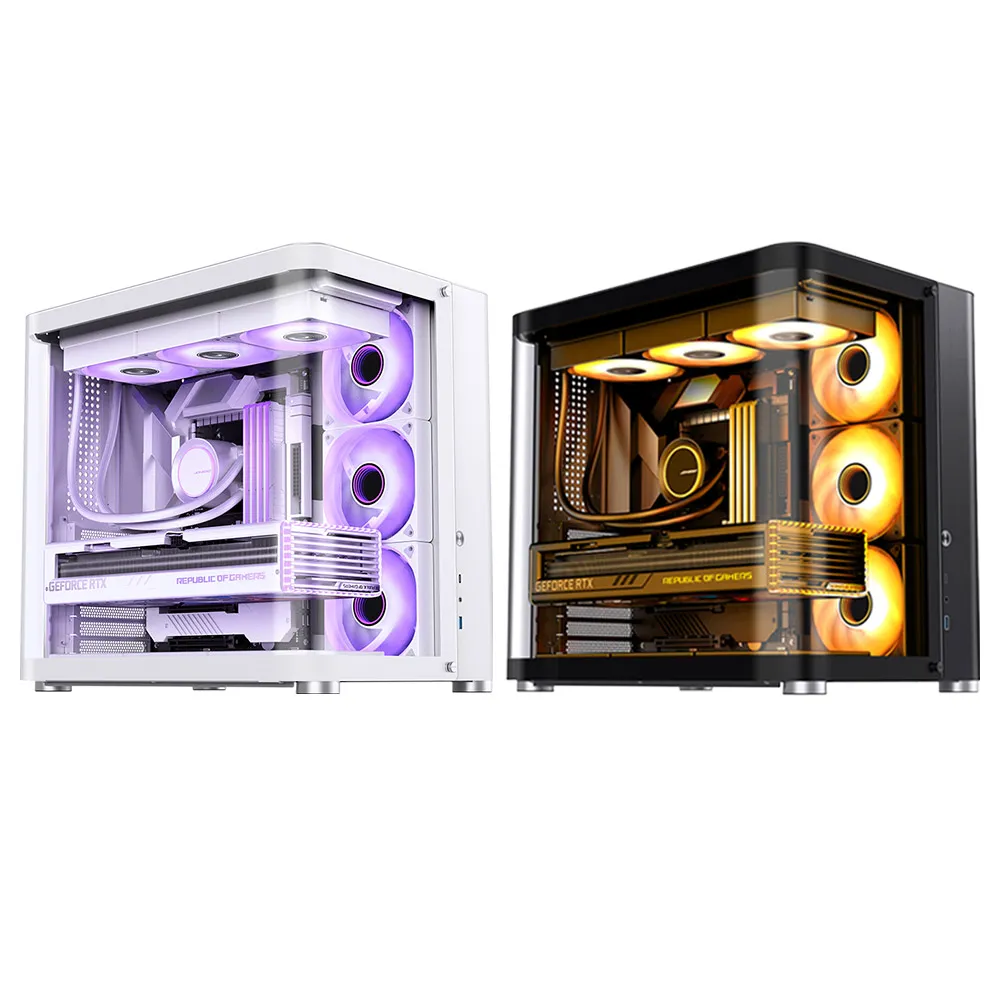【JONSBO 喬思伯】TK2 V2 ATX 雙曲環景電腦機殼(支援華碩BTF背插主板/曲面環景玻璃/360水冷/垂直風道)
