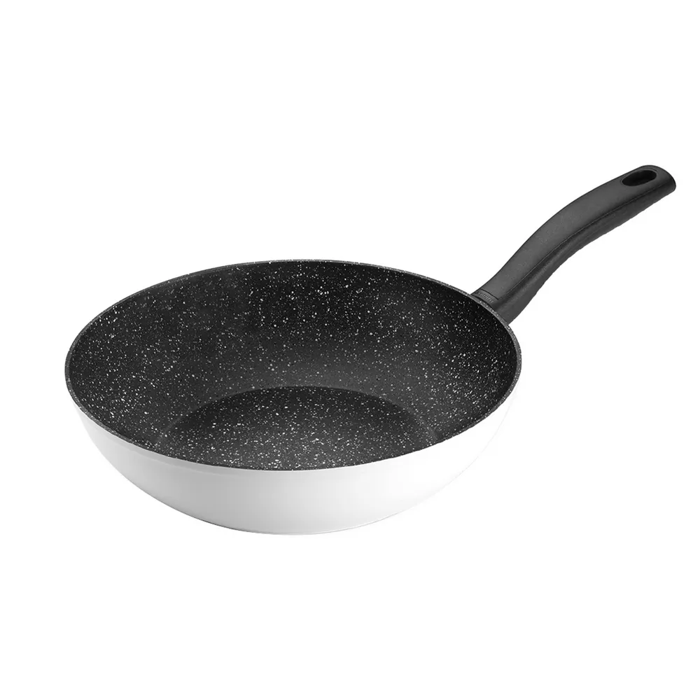 【GHIDINI】義大利 石紋不沾平底鍋 白28cm / 平煎鍋 3-4人用不沾鍋