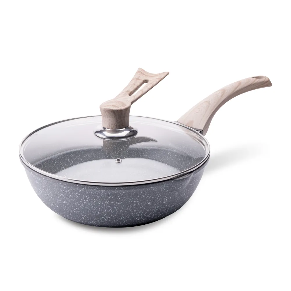 【CookPower 鍋寶】熔岩厚釜七層鑄造不沾鍋炒鍋28CM-IH/電磁爐適用(含可立式鍋蓋)