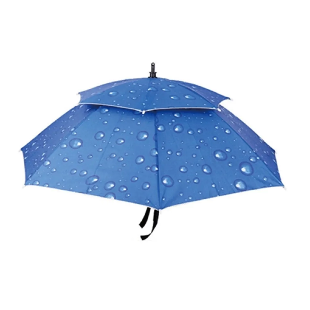 【JOHN HOUSE】雙層戶外防曬傘帽 體積輕巧 頭戴雨傘 釣魚帽傘 晴雨傘 遮陽傘 遮陽帽(防曬傘帽)