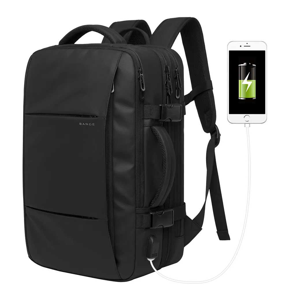 【leaper】15.6吋大容量可加大三隔層USB充電防水包 商務旅行電腦後背包(旅行後背包)