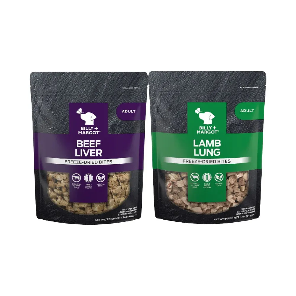 【BILLY MARGOT 比利瑪格】100%羊肺凍乾｜100%牛肝凍乾 1.7oz/50g*2包組(凍乾鮮食)