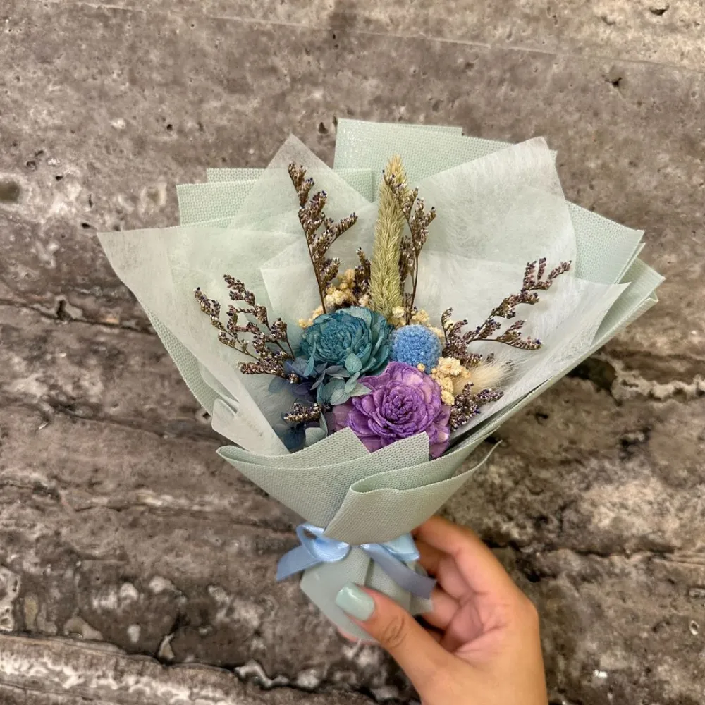 【A-ONE 匯旺】小清新迷你花束 通草花束 索拉玫瑰花 永生花束 乾燥花束 捧花束