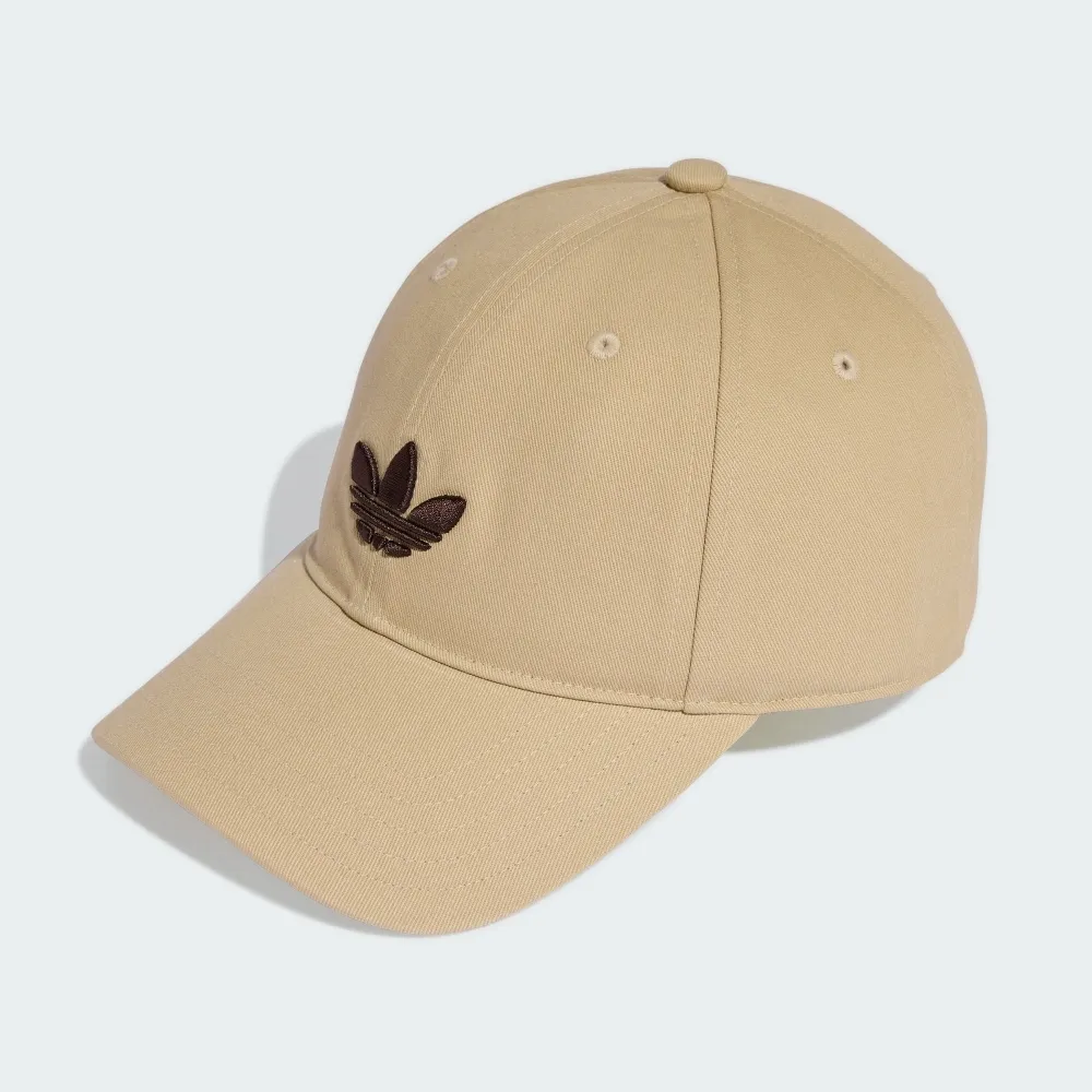 【adidas 愛迪達】帽子 運動帽 棒球帽 遮陽帽 三葉草 BASEBALL CAP AC 卡其 KC8036