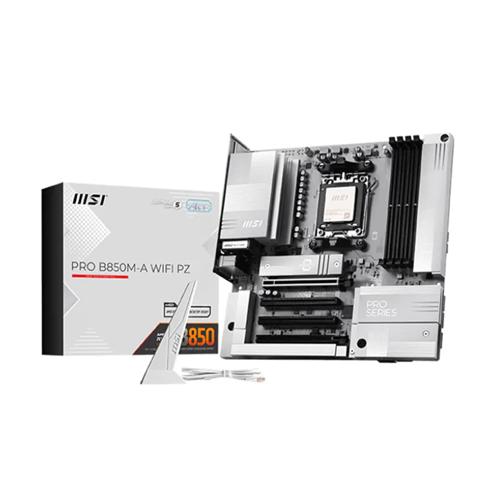 【MSI 微星】PRO B850M-A WIFI PZ 背插式主機板+美光 PRO D5 16G*2 6000 超頻 雙通 黑散熱片記憶體