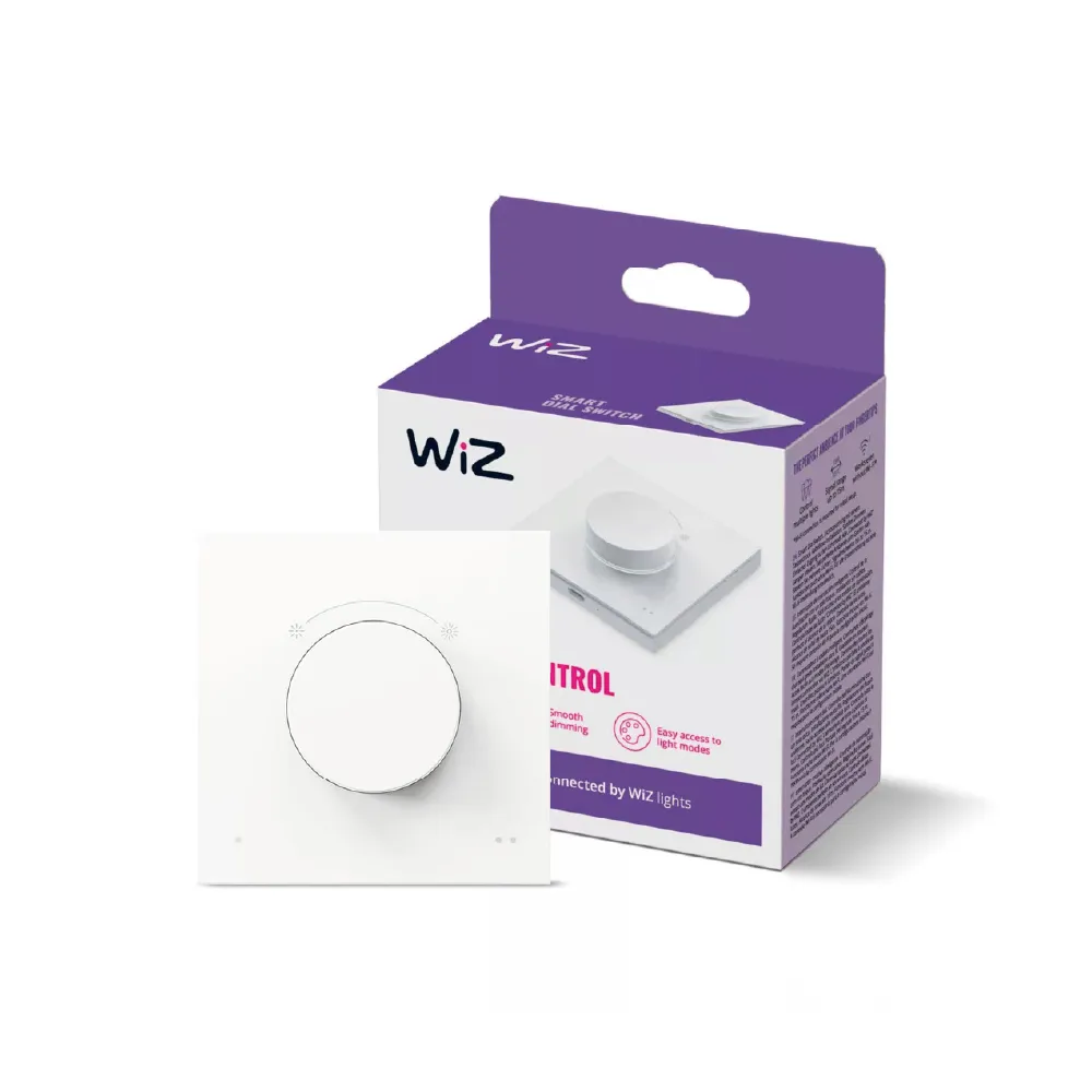 【Philips 飛利浦】1入｜WiZ智能旋鈕調光開關 無段調光 PW023(無段調光、燈具開關、充電式、可壁掛、磁吸)