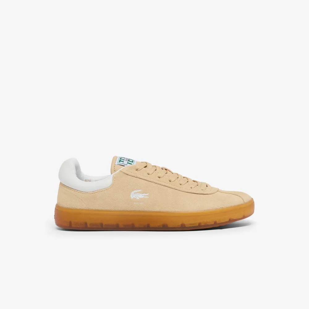 【LACOSTE】女鞋- Baseshot 麂皮運動休閒鞋(卡其色)