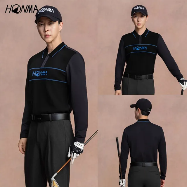 【HONMA 本間高爾夫】男款長短袖polo衫 運動機能服 25FW 日本高爾夫品牌(L-XXL黑色HMLQ705R117)