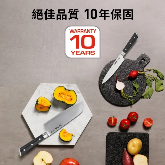 【Tefal 特福】冰鑄系列不鏽鋼刀具六件組/刀座組/刀具架